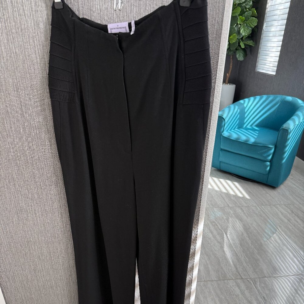 Hervé Léger Black Wide-Leg Pants with Bandage Waist Detail – Size M
